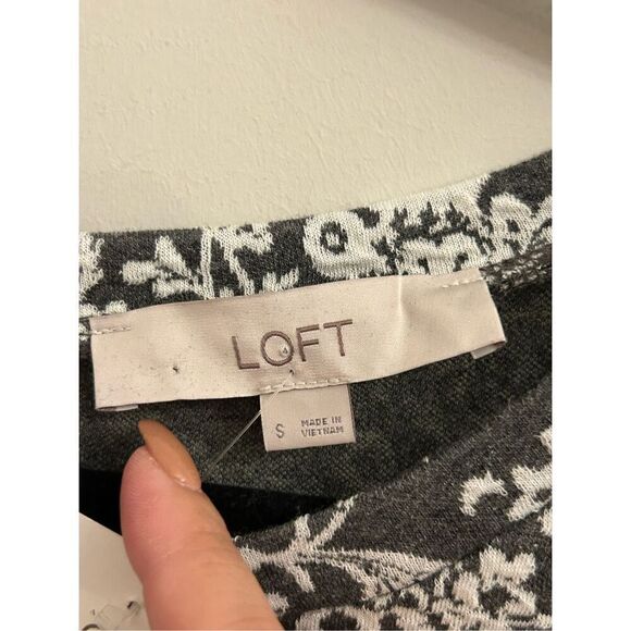 NWT Loft damask print knitted dress S Gray - Picture 3 of 8